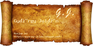 György Jolán névjegykártya